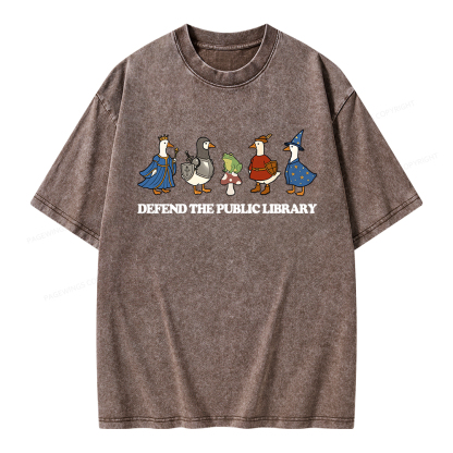Pagewings Defend The Public Library Unisex Washed T-shirt