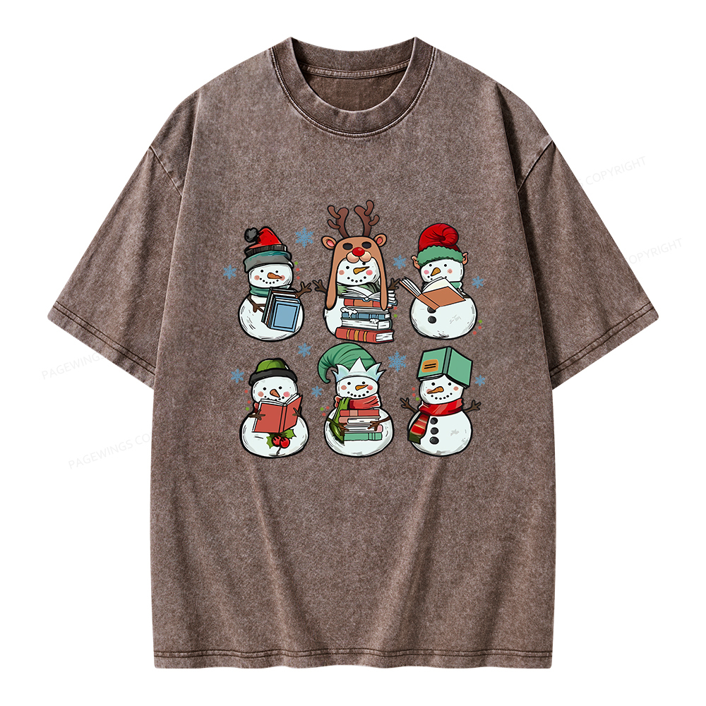 Pagewings Bookish Christmas Unisex Washed T-shirt