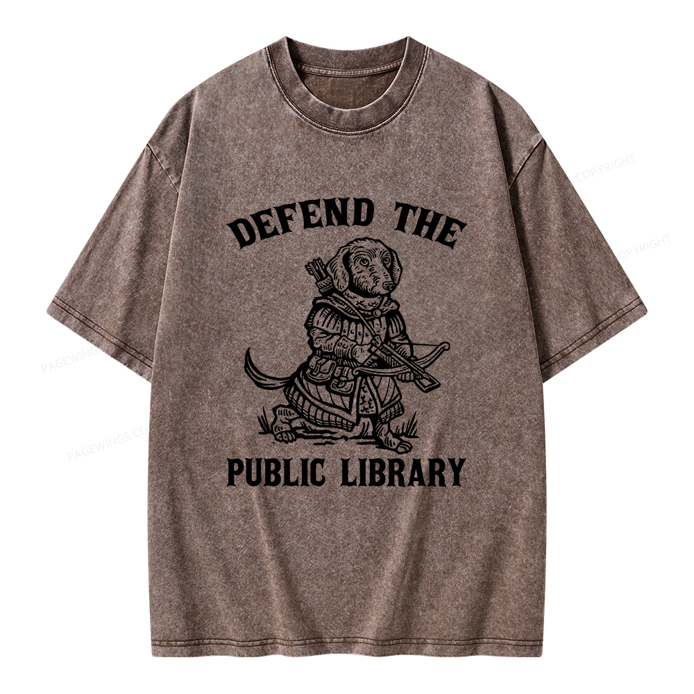 Pagewings Defend The Public Library Unisex Washed T-shirt