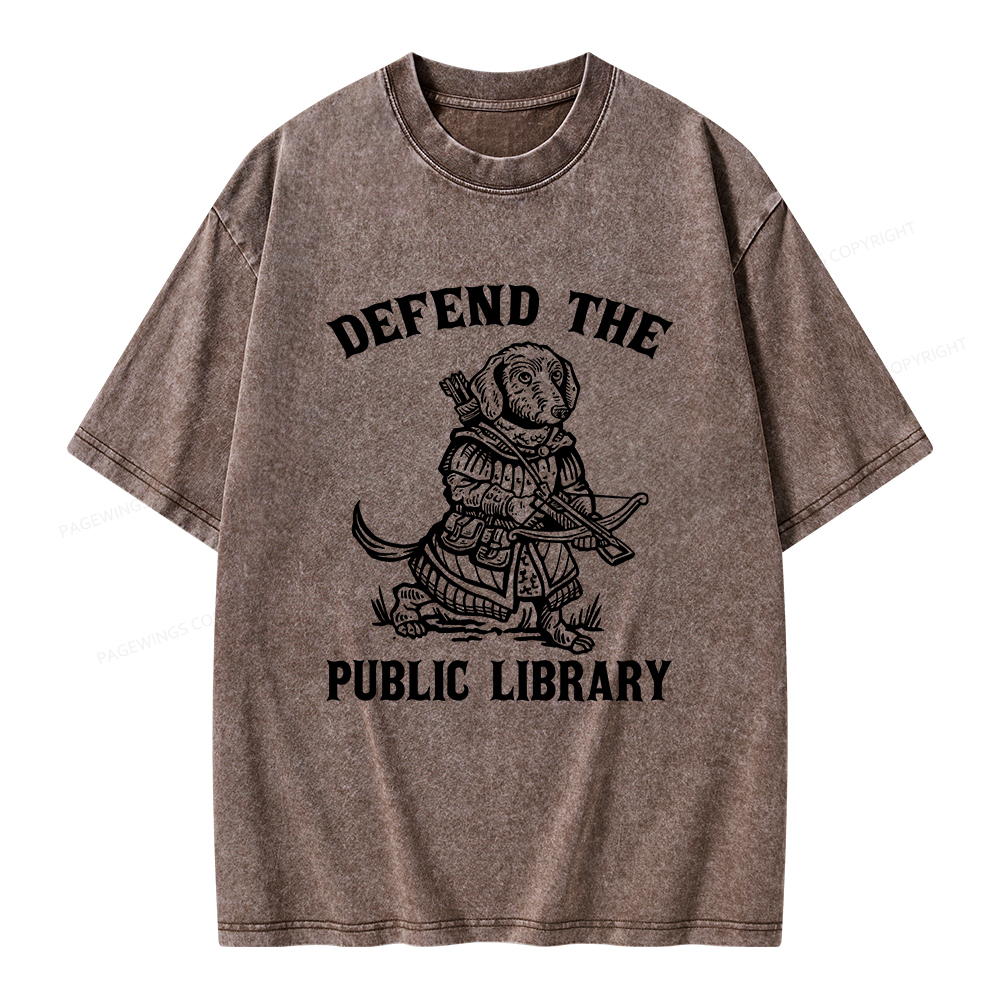 Pagewings Defend The Public Library Unisex Washed T-shirt