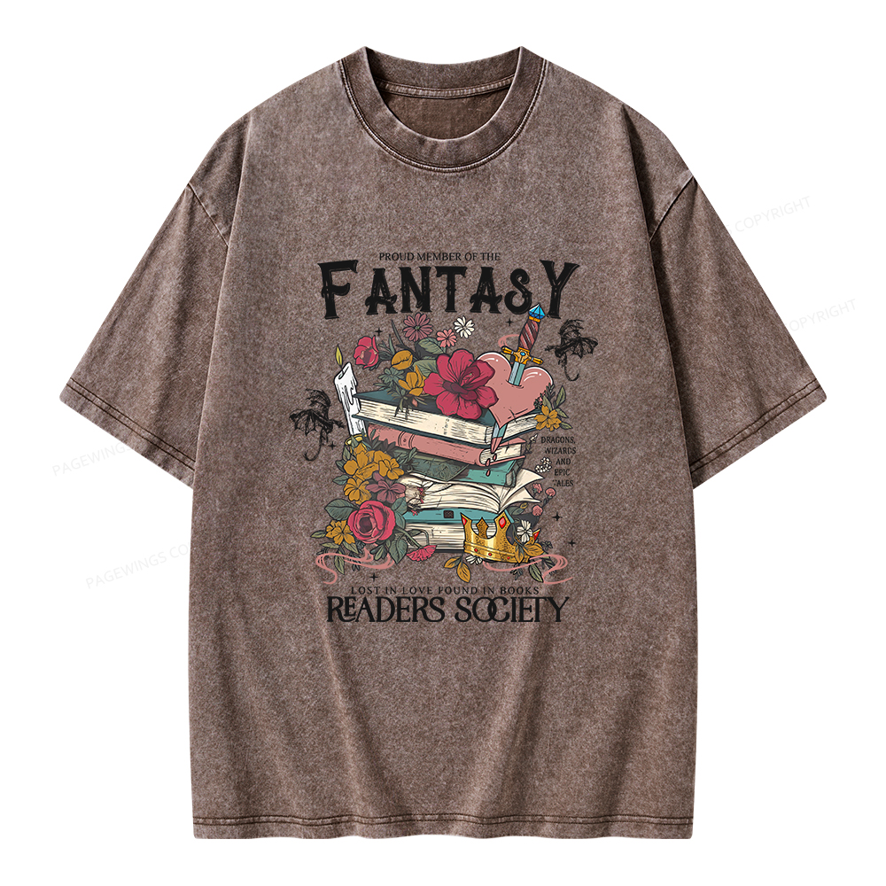Pagewings Fantasy Readers Society Unisex Washed T-shirt