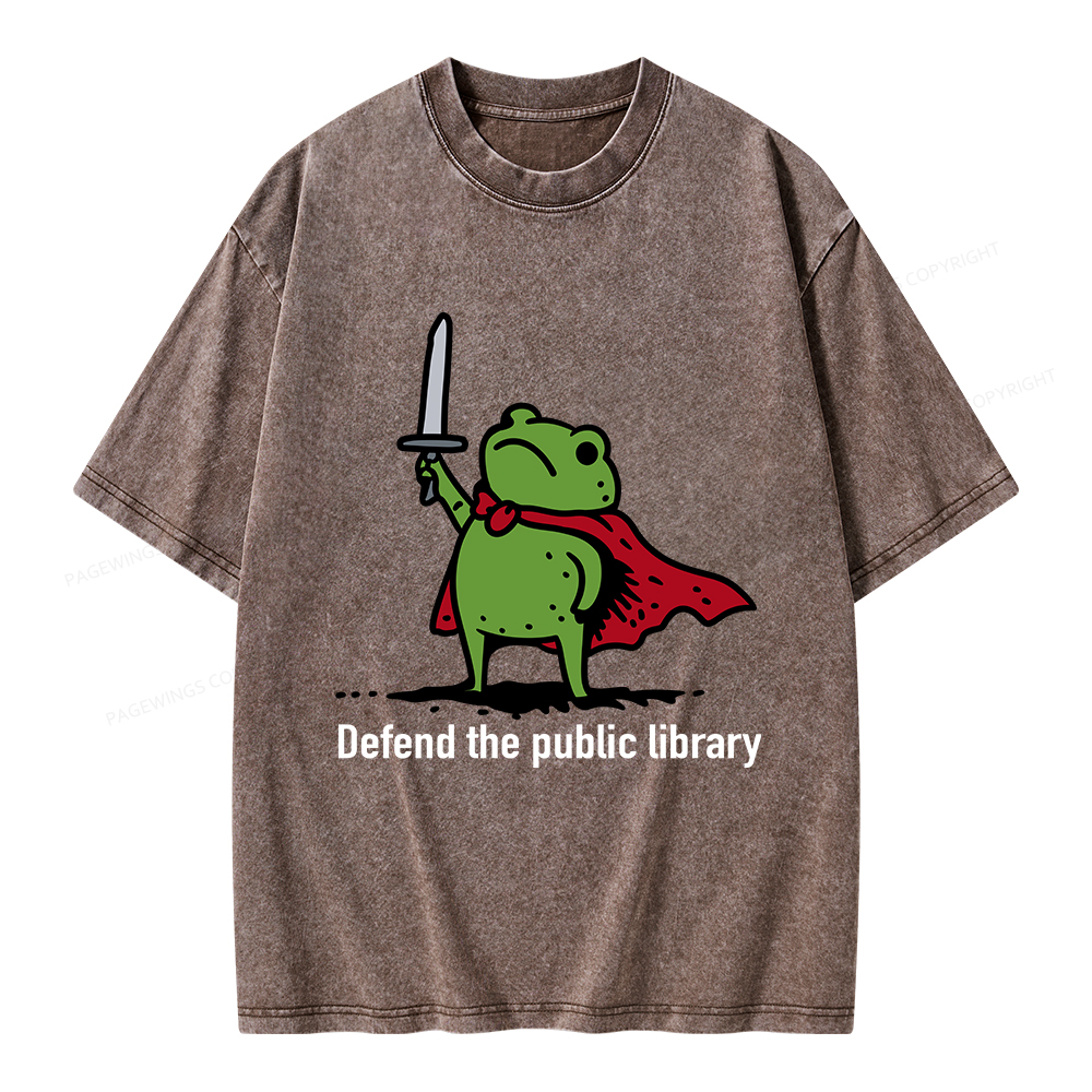 Pagewings Defend The Public Library Unisex Washed T-shirt