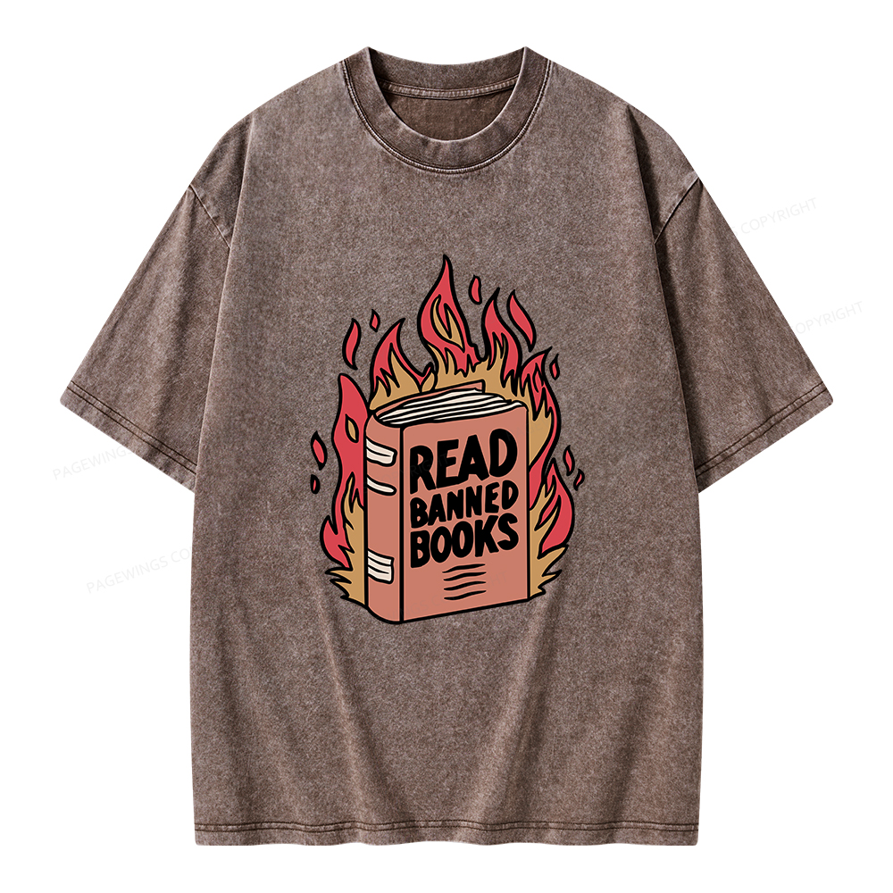Pagewings Read Banned Books Shirt Unisex Washed T-shirt