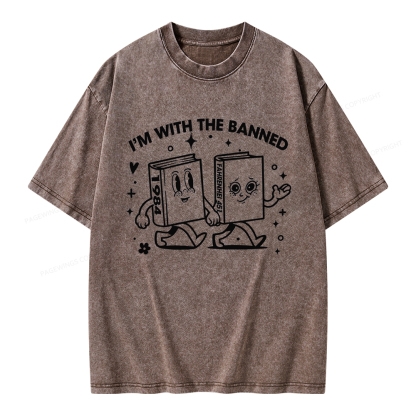 Pagewings I'm With The Banned Unisex Washed T-shirt