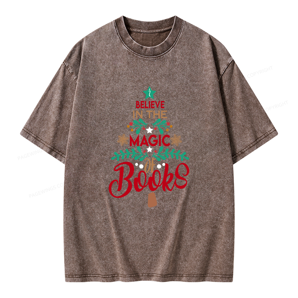 Pagewings Believe In The Magic Of Books Unisex Washed T-shirt