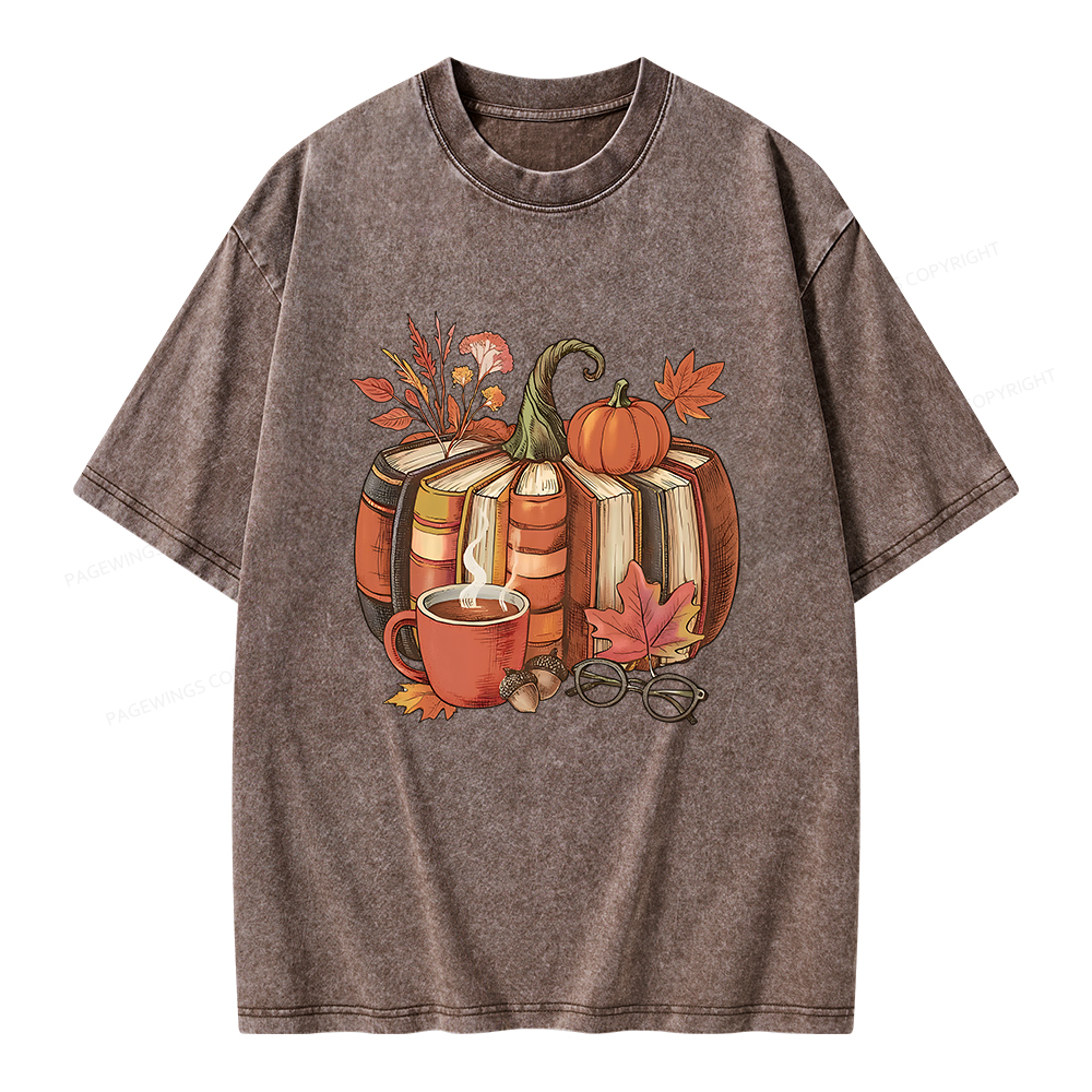 Pagewings Book Pumpkin Unisex Washed T-shirt