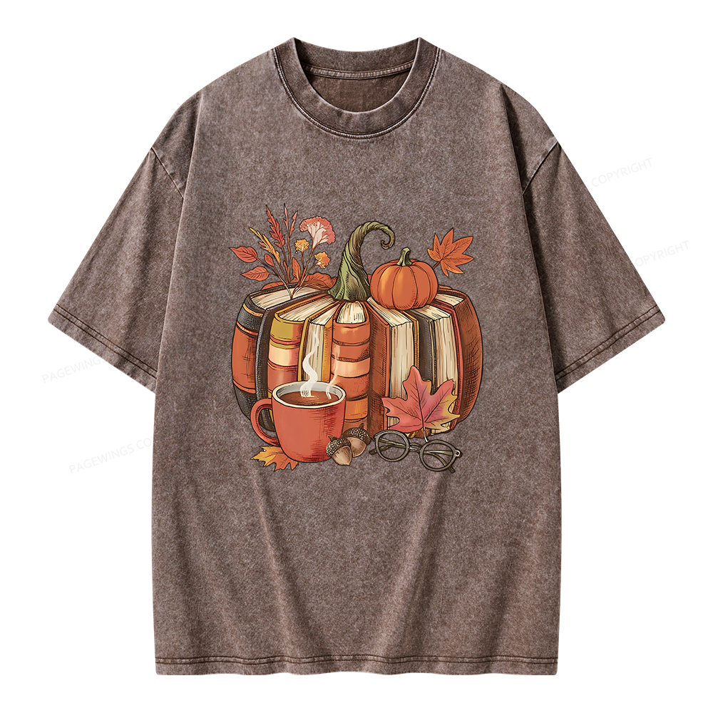 Pagewings Book Pumpkin Unisex Washed T-shirt