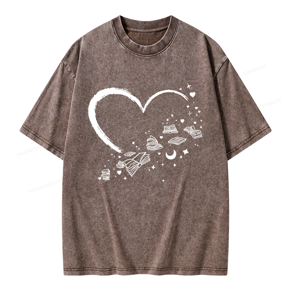 Pagewings Heart Of Books Unisex Washed T-shirt