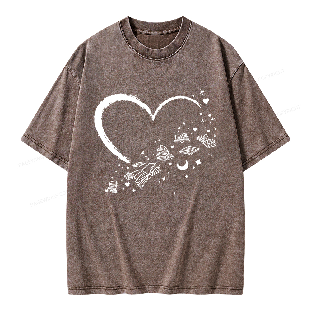 Pagewings Heart Of Books Unisex Washed T-shirt