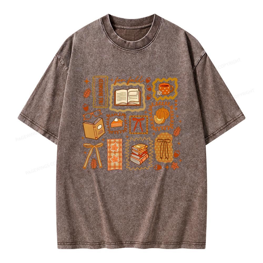 Pagewings All Booked for Fall Unisex Washed T-shirt