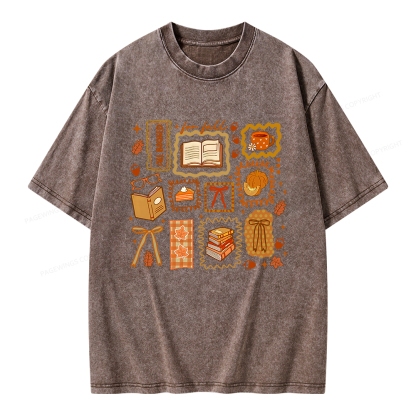 Pagewings All Booked for Fall Unisex Washed T-shirt