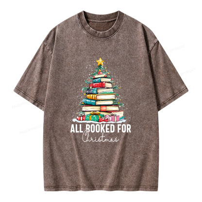 Pagewings All Booked For Christmas Unisex Washed T-shirt