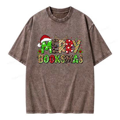 Pagewings Merry Booksmas Unisex Washed T-shirt