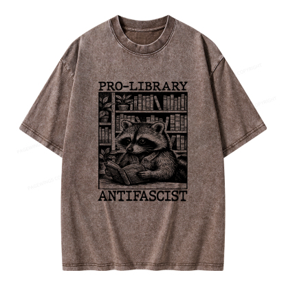 Pagewings Pro Library Antifascist Unisex Washed T-shirt