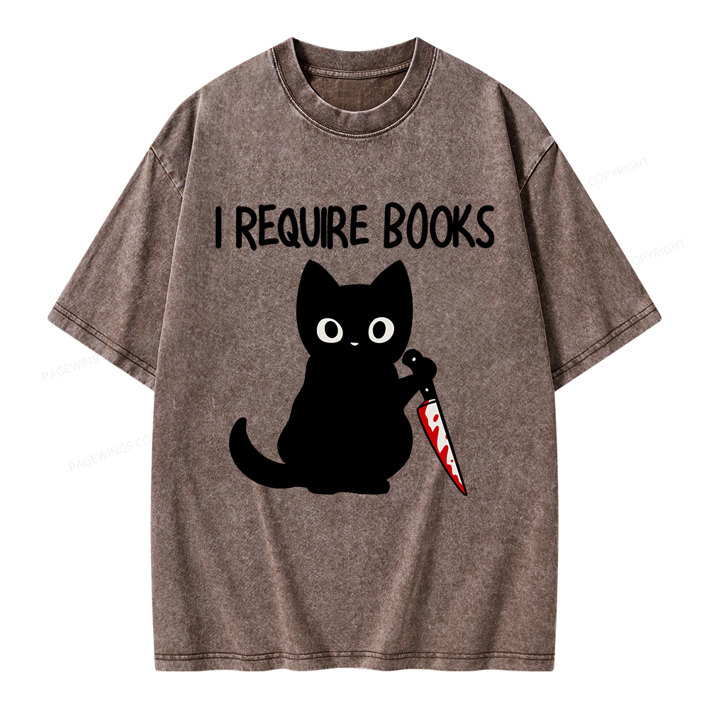 Pagewings I Require Books Unisex Washed T-shirt
