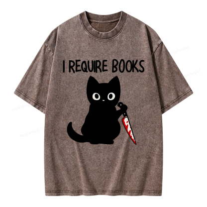 Pagewings I Require Books Unisex Washed T-shirt