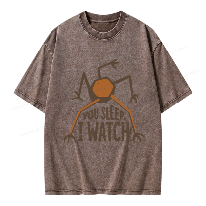 Pagewings You Sleep I Watch Unisex Washed T-shirt