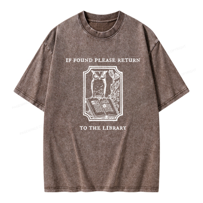 Pagewings Librarian Gift Owl Book Shirt Unisex Washed T-shirt