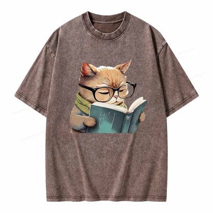 Pagewings Animals Reading Books Unisex Washed T-shirt
