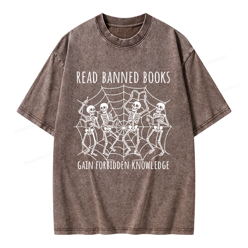 Pagewings Read Banned Books Gain Forbidden Knowledge Unisex Washed T-shirt