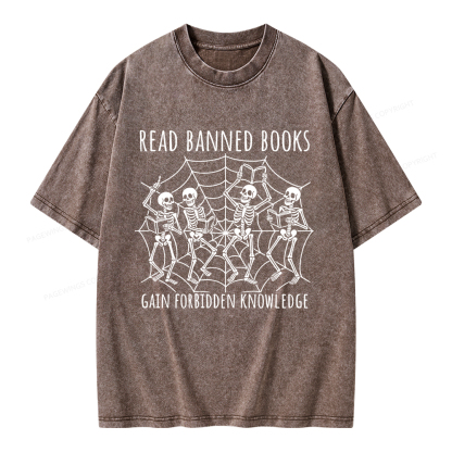 Pagewings Read Banned Books Gain Forbidden Knowledge Unisex Washed T-shirt