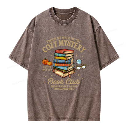 Pagewings Mystery Book Reader Unisex Washed T-shirt