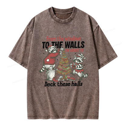 Pagewings I'm About To Deck These Halls Christmas Unisex Washed T-shirt
