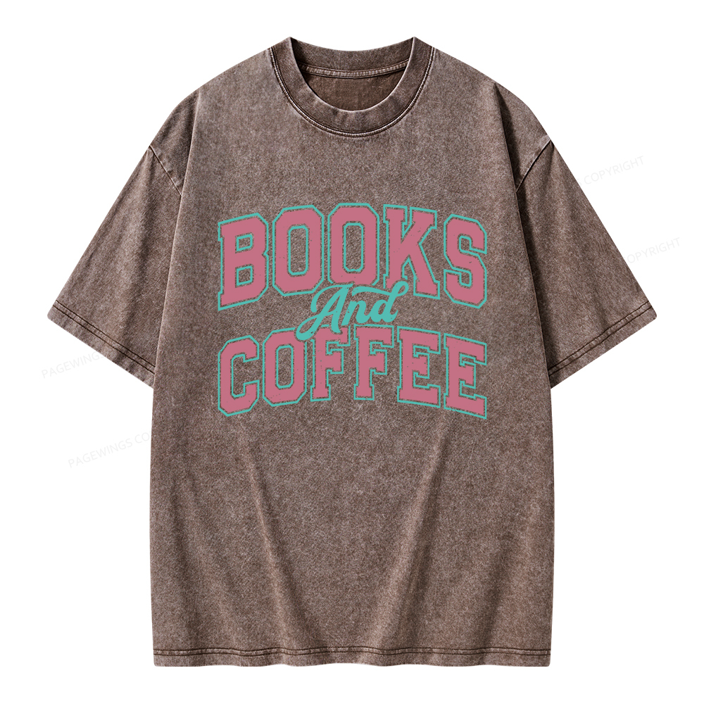 Pagewings Books and Coffee Unisex Washed T-shirt