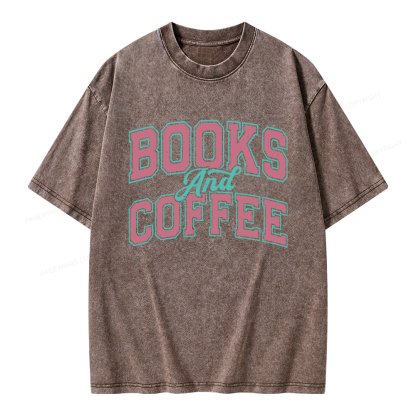 Pagewings Books and Coffee Unisex Washed T-shirt