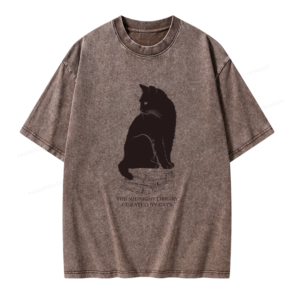 Pagewings The Midnight Library Curated By Cats Unisex Washed T-shirt