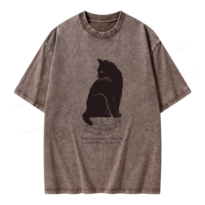 Pagewings The Midnight Library Curated By Cats Unisex Washed T-shirt