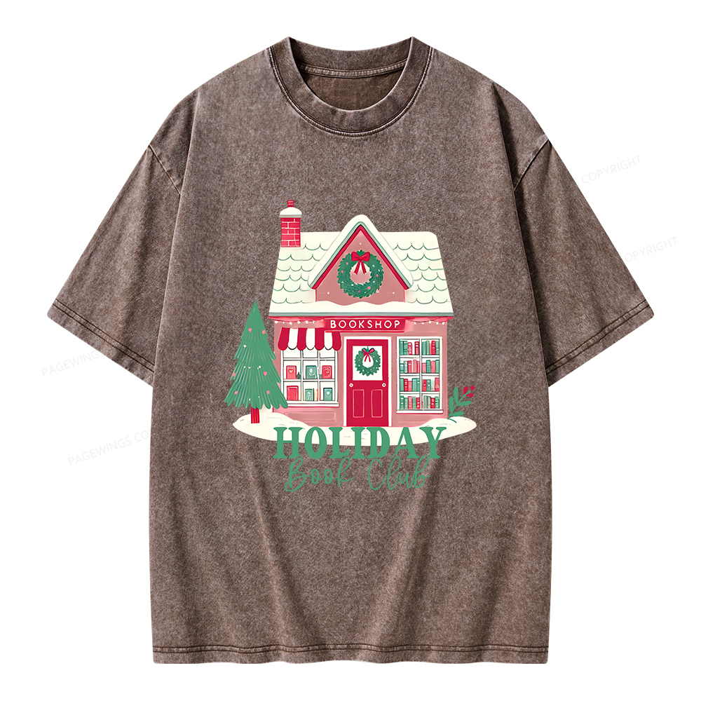 Pagewings Holiday Book Club Unisex Washed T-shirt