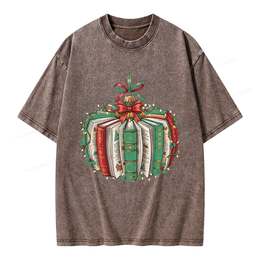 Pagewings Christmas Book Unisex Washed T-shirt