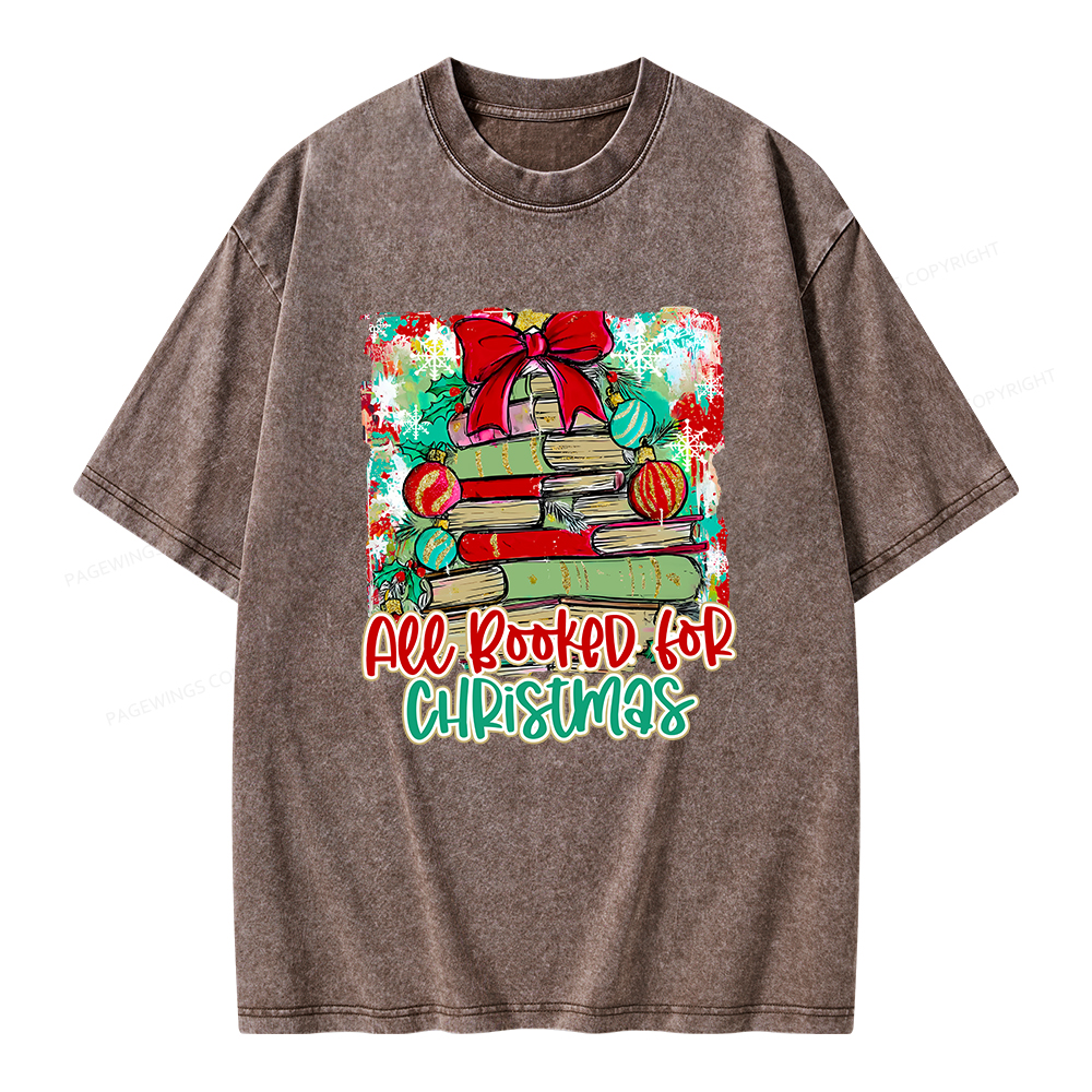 Pagewings Preppy All Booked For Christmas Unisex Washed T-shirt