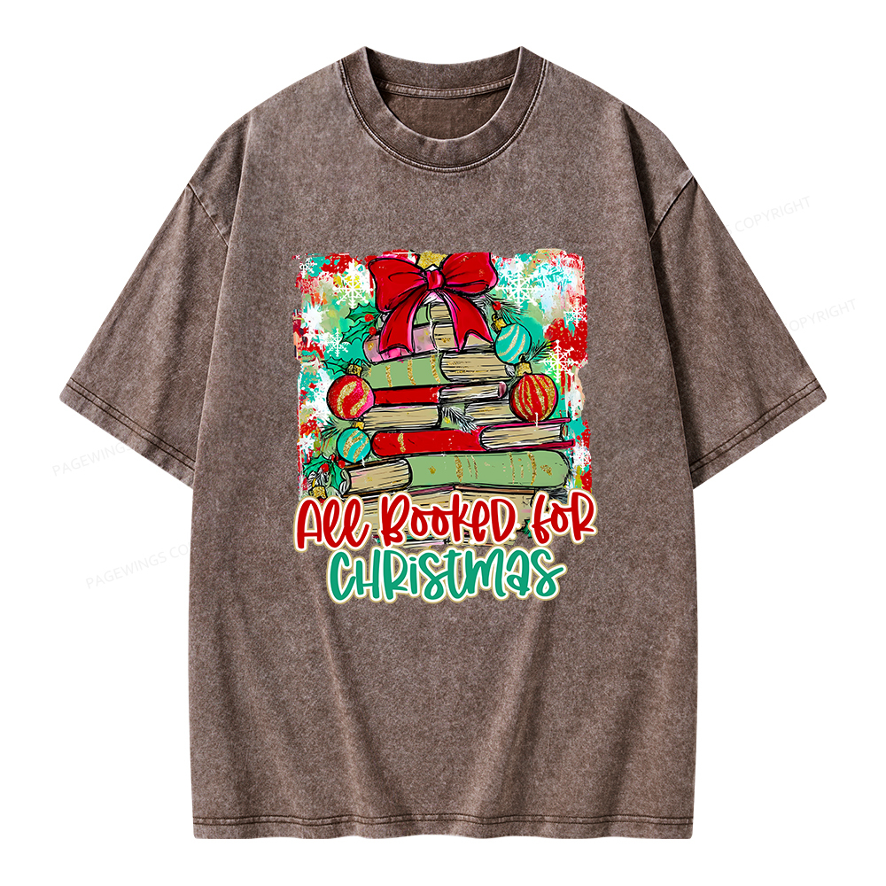 Pagewings Preppy All Booked For Christmas Unisex Washed T-shirt