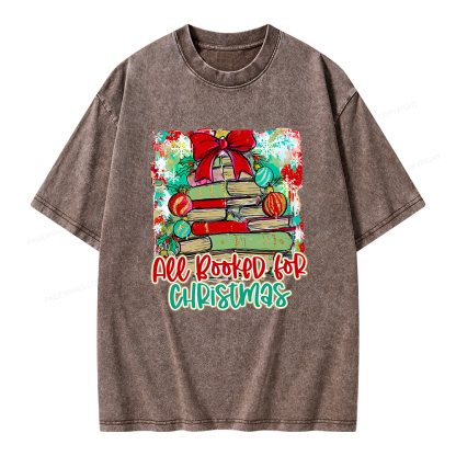 Pagewings Preppy All Booked For Christmas Unisex Washed T-shirt
