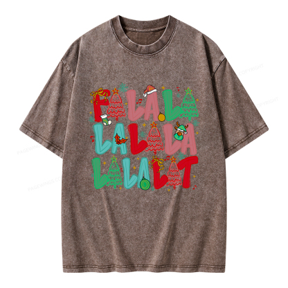 Pagewings Fa-la-la-la-la La-la-la-Lit Unisex Washed T-shirt