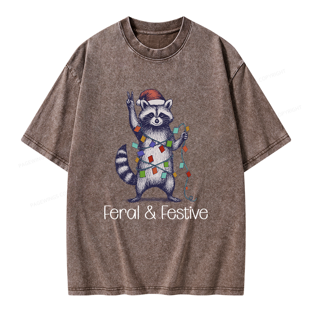 Pagewings Feral and Festive Unisex Washed T-shirt