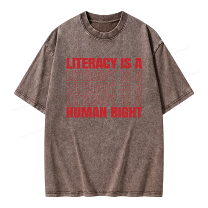 Pagewings Literacy Is A Human Right Unisex Washed T-shirt