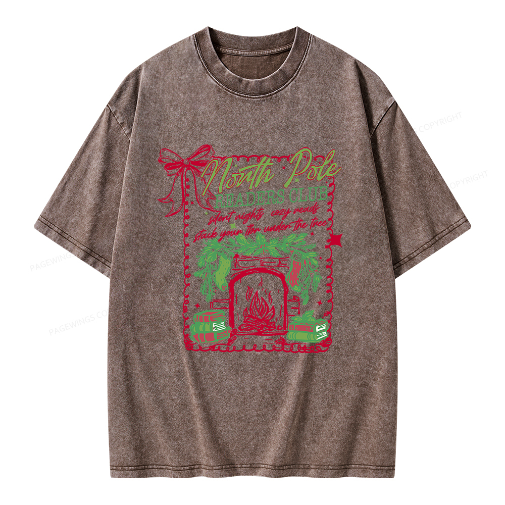 Pagewings North Pole Readers Club Unisex Washed T-shirt
