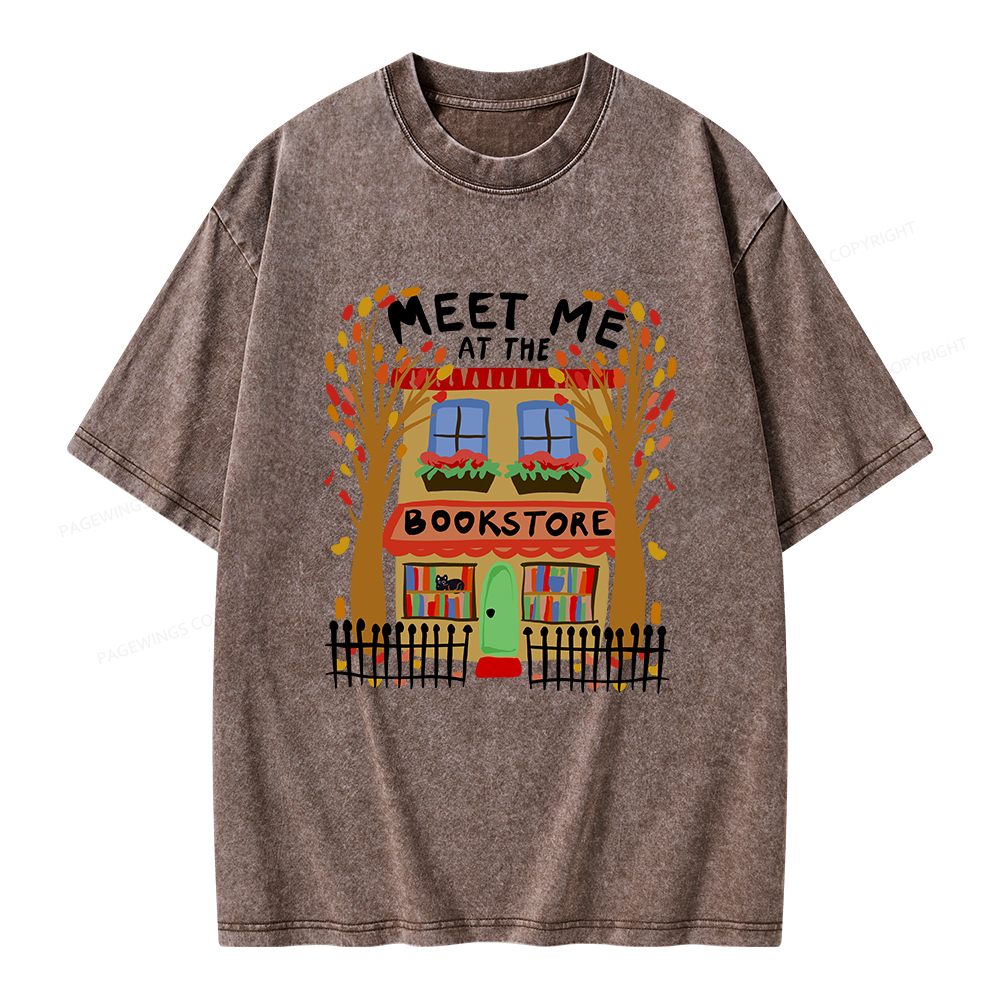 Pagewings Meet Me At The Bookstore Unisex Washed T-shirt