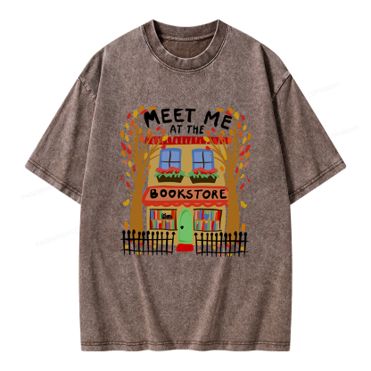 Pagewings Meet Me At The Bookstore Unisex Washed T-shirt