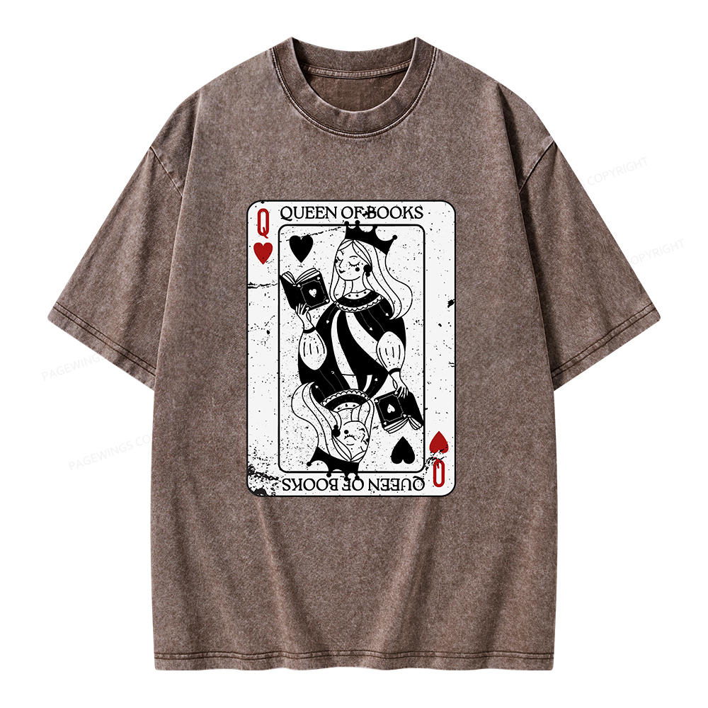 Pagewings Queen Of Books Unisex Washed T-shirt
