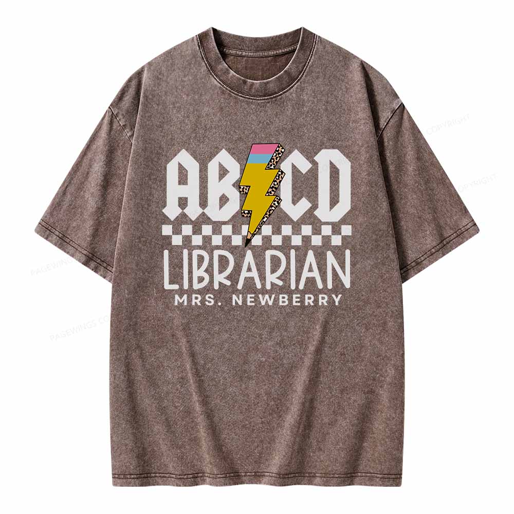 Pagewings Personalized Librarian Shirt TShirts Gift for School Library Sciences Unisex Washed T-shirt