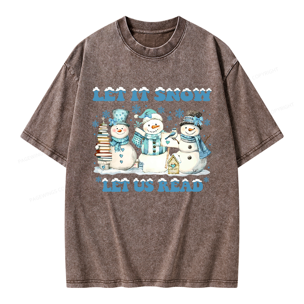 Pagewings Let It Snow Let Us Read Unisex Washed T-shirt