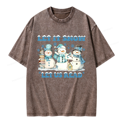 Pagewings Let It Snow Let Us Read Unisex Washed T-shirt