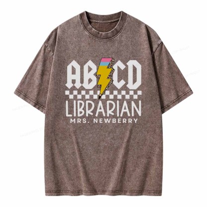 Pagewings Personalized Librarian Shirt TShirts Gift for School Library Sciences Unisex Washed T-shirt