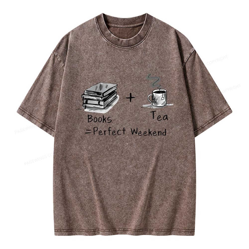 Pagewings Books Tea Perfect Weekend Unisex Washed T-shirt