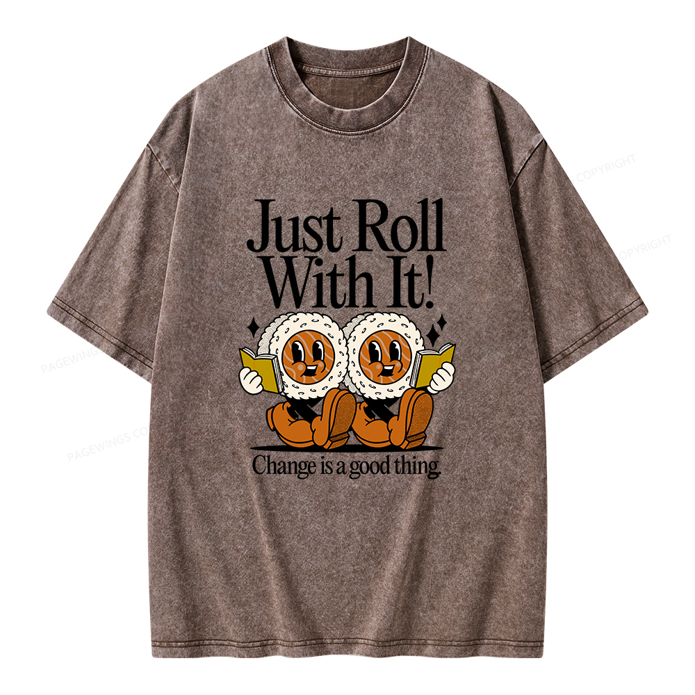Pagewings Just Roll Into a Book Unisex Washed T-shirt