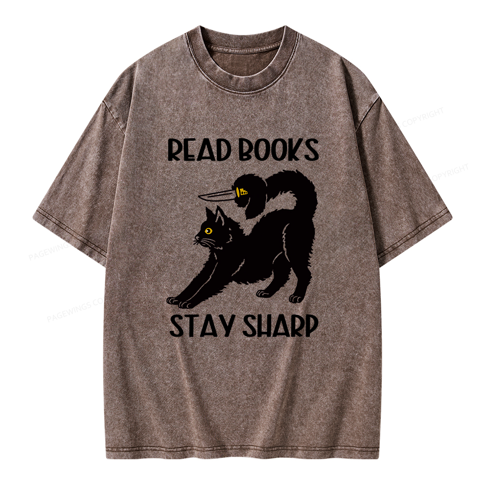Pagewings Read Books Stay Sharp Unisex Washed T-shirt